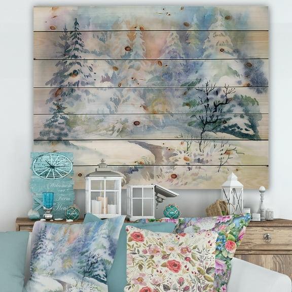 Designart 'Three Tulips Red and Pink' Traditional Print on Natural Pine Wood