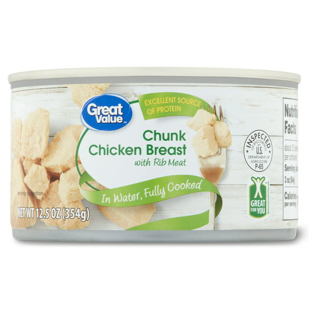 Great Value Chunk Chicken, in Water, 12.5 oz Can