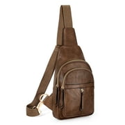 SUOSDEY Small Sling Bag for Women,Coffee Crossbody Sling Bag Anti Theft Chest Bag for Shopping Travel