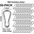 thumbnail image 2 of | 50 Pack and 100 Pack | Bulk Heavy Duty Carabiner Snap Clip Hooks |Black, Zinc and Stainless | Contractors, Gyms, Fitness Centers, Business,, 2 of 13