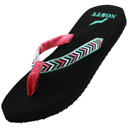 

NORTY Womens Flip Flops Adult Female Thong Sandals Black - Runs 1 Size Small