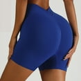 thumbnail image 2 of felwors V Back Biker Shorts High Waist Scrunch Lifting Workout Yoga Running Training Blue for Size XL, 2 of 9