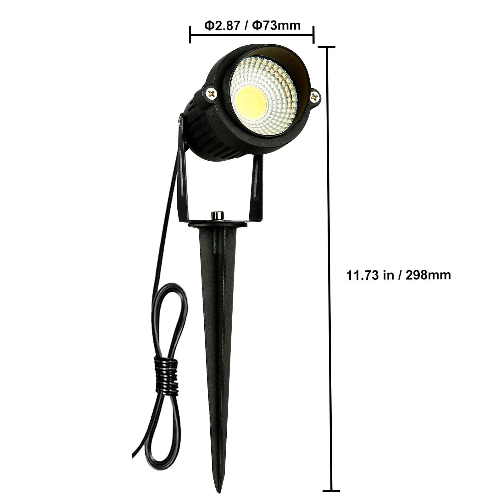 Low Voltage LED Landscape Light, 6W 450 Lumens, 270° Rotatable Head, 45° Spotlight, IP66 Waterproof, 12-24V AC/DC, for Garden, Pathway, Driveway & Patio Lighting