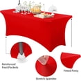 thumbnail image 6 of Uralili Fitted Table Cover Elastic Spandex Tablecloth 8 ft Bed Table Clothes-Red, 6 of 6