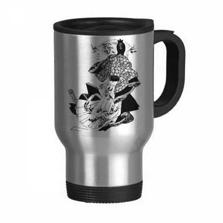 

Japan Traditional Culture Kimono Travel Mug Flip Lid Stainless Steel Cup Car Tumbler Thermos