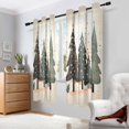 thumbnail image 2 of Yayeee Window Curtains Light Filtering 63"x42" Grommet Panel Pair Home Living Room Decor, Beige Christmas Trees, 2 of 7