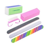Irfora Manicure Kit Brush Durable Buffing Grit Sand Fing Art Accessories Sanding Nail Files UV Gel Polish Tools Random Color, 6 Pieces