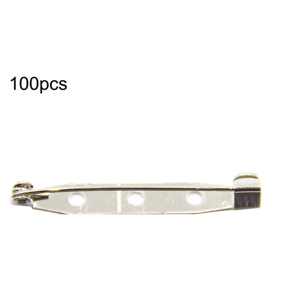 Farfi 100Pcs Practical Alloy Brooch Bar Backs Safety Pins with Holes for Jewellery Findings (38mm)