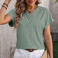 thumbnail image 3 of Lixiuxyad Womens Fashion Casual Top V Neck T Shirts Summer Short Sleeve Casual Loose T Shirts Top Basic Tee,Green XXL, 3 of 6