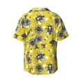 thumbnail image 2 of Xecao offers the Honeybee for Men's Casual Short-sleeved Shirt, a button-up collared shirt with a pocket, perfect for beach vacations and yacht travel in the Large size., 2 of 7