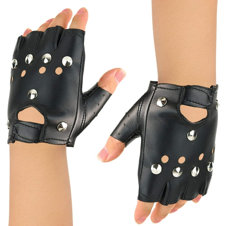 Children's fingerless leather gloves deals