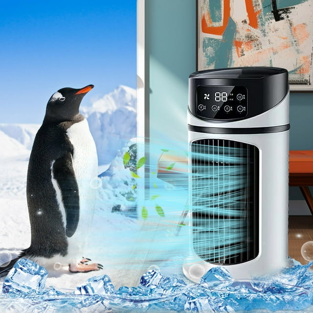 Water Spray Fan Desktop Vaneless Humidifying Fan With Ice Lattice 300 mL Water Tank RGB Light USB Powered 5 Speed Adjustable
