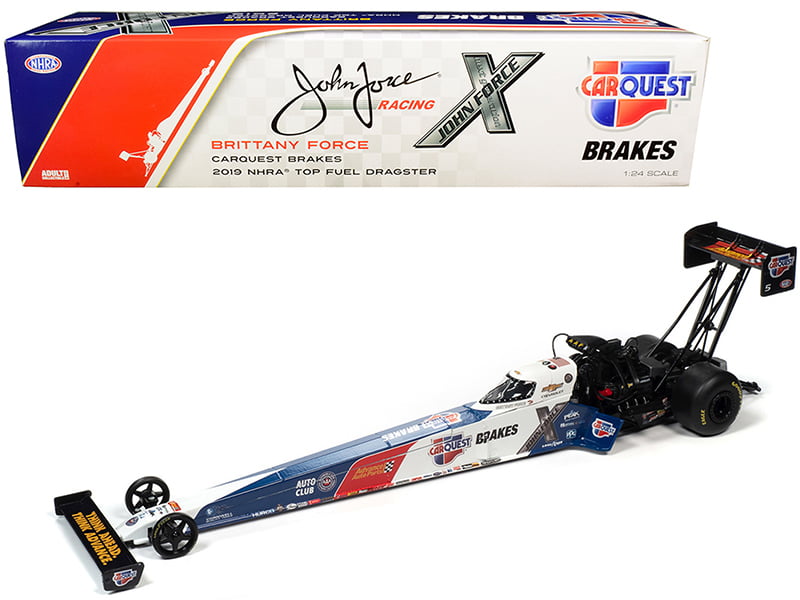 Autoworld CP7654 2019 NHRA Funny Car TFD Top Fuel Dragster Brittany Force  Carquest Brakes John Force Racing 1 by 24 Diecast Model Car