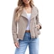 thumbnail image 2 of Chaquetas de Piel Sintética para Mujer, Estilo Ante, Ideales para Otoño e Invierno. Abrigo Corto Abierto por Delante. Albaricoque XL, 2 of 8