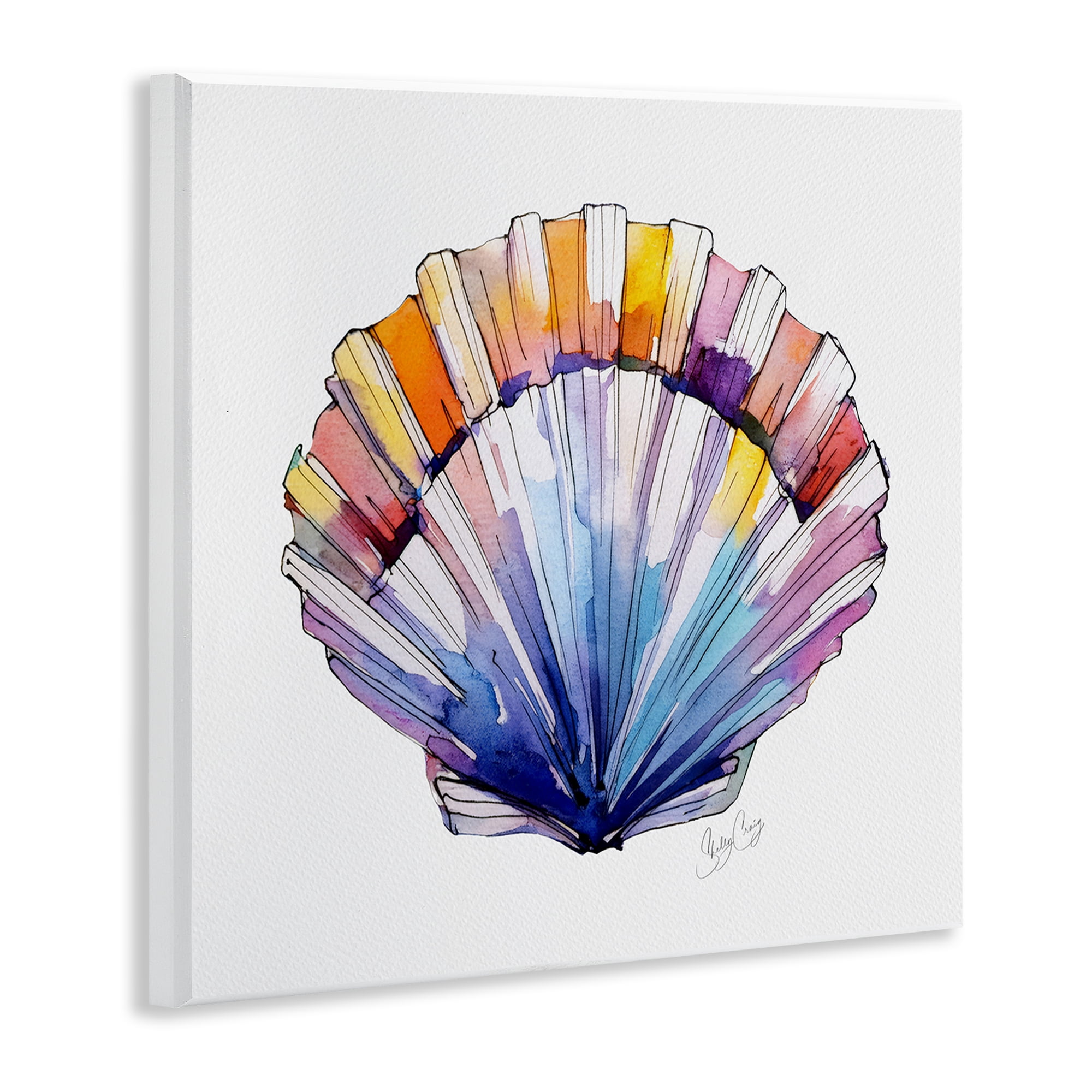 Stupell Industries Coastal Scallop Watercolor Wall Plaque Art, design by Shelly Craig