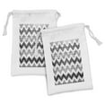thumbnail image 1 of Chevron Fabric Pouch Set of 2, Zig Zag Lines Pattern on Wooden Looking Background Rustic Home Print, Drawstring Bag for Toiletries Masks and Favors, 9" x 6", Pale Grey White and Grey, by Ambesonne, 1 of 2
