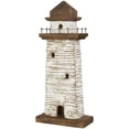 thumbnail image 6 of 9" x 20" Cream Wood Distressed Light House Sculpture with Brown Accents, by DecMode, 6 of 10