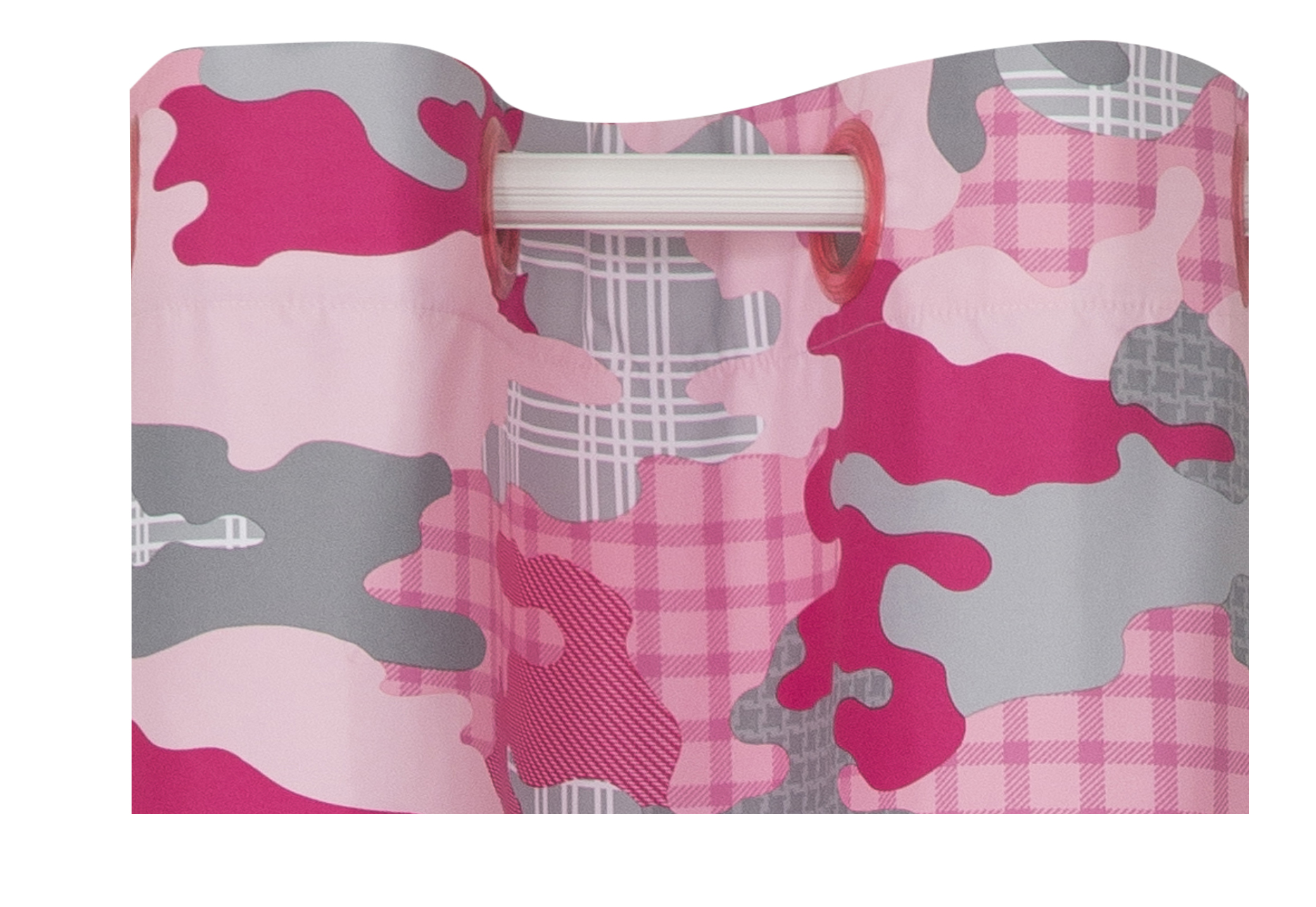 Your Zone Pink Camouflage Room Darkening Grommet Single Curtain Panel, Pink, 30" x 84"