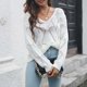 thumbnail image 5 of HongQid Women's V Neck Long Sleeve Pullover Sweater Lightweight Knit Sweaters Novelty Sweaters, 5 of 9