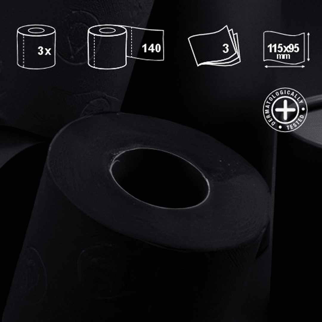 Renova  Luxury Scented Colored Toilet Paper Gift Box 3 Rolls 3-Ply Bath Tissue - Gift Box 3 Rolls Black