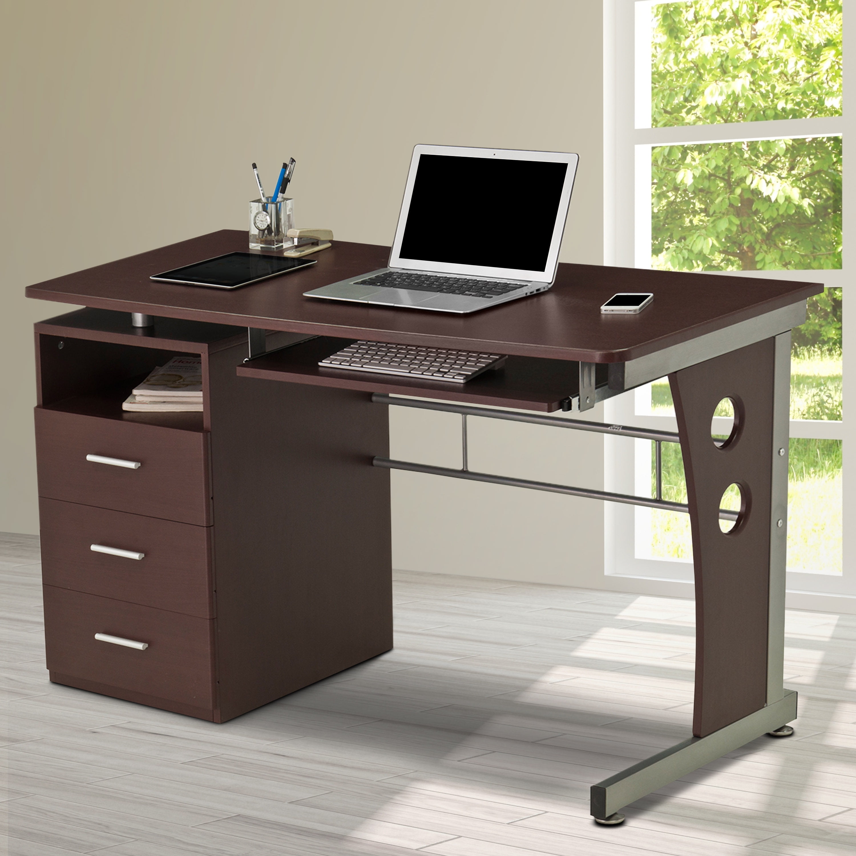 Computer desk with drawers