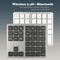 thumbnail image 3 of 2.4G Wireless Bluetooth Number Pad 35 Keys Remote Connection Numpad Numeric Keypad for Laptop Window Digital Keyboard A, 3 of 4