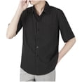 thumbnail image 2 of Men's Shirt, Short Sleeve Button Down Collar Striped Shirt with Pocket, Lightweight and Wrinkle Resistant Casual Summer Wear, 2 of 9
