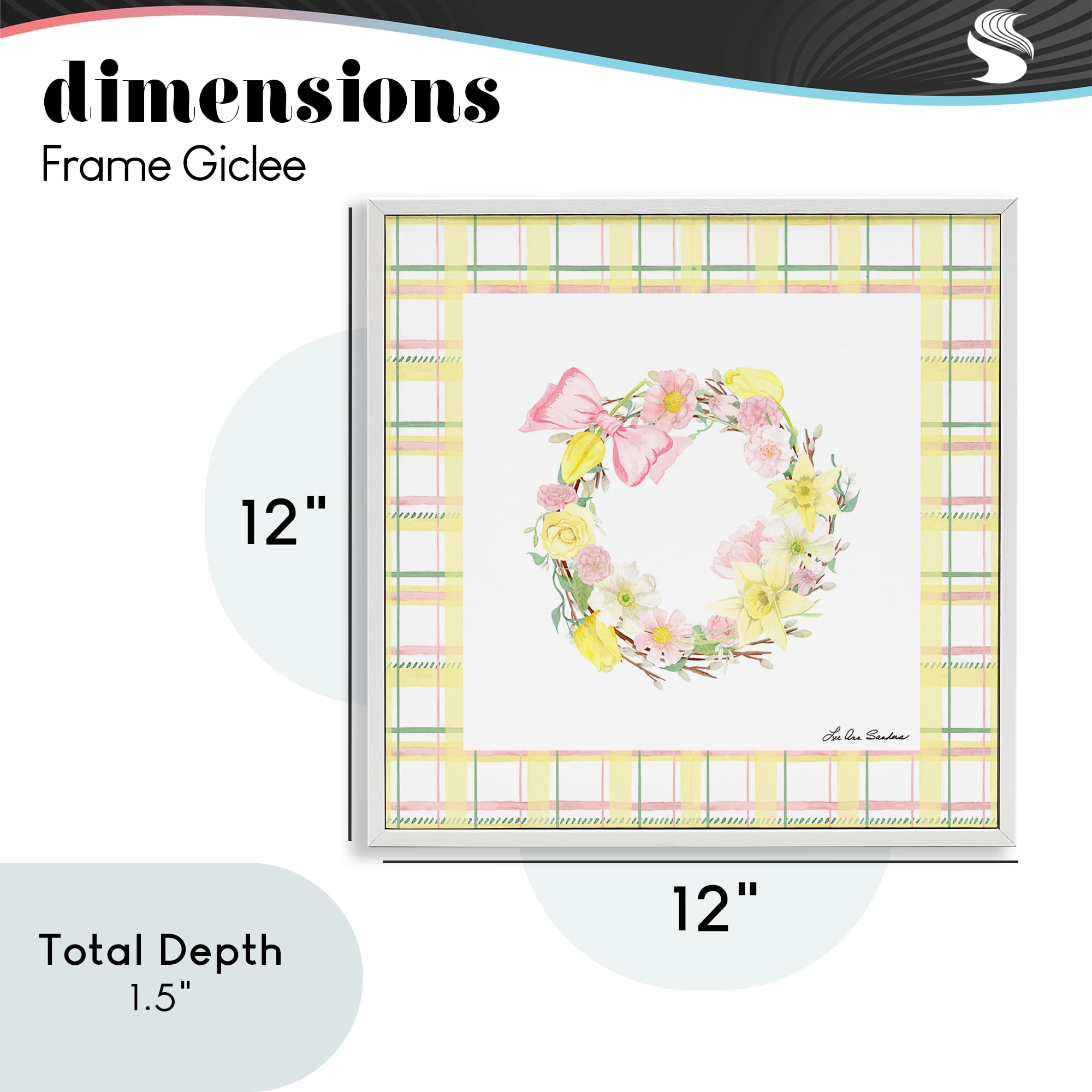 Wreath in Spring Pastels White Framed Giclee Art, design by Lee Ann Sanders