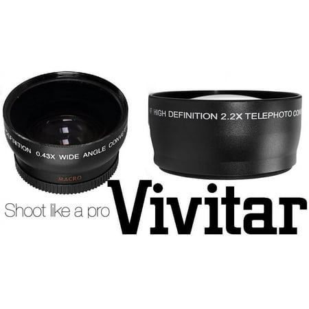 2-PC KIT HD WIDE ANGLE & 2.2x TELEPHOTO LENS SET FOR CANON XA10 (58mm compatible)