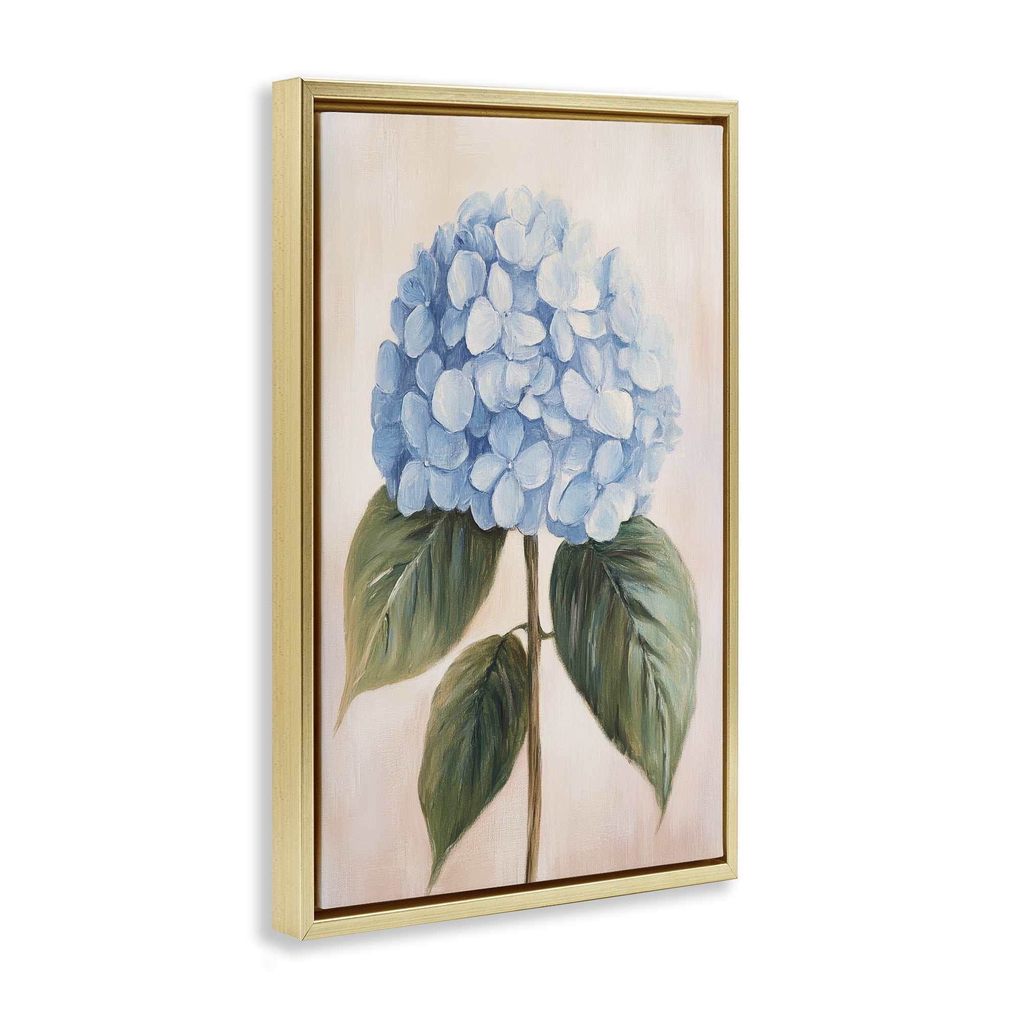 Stupell Industries Baby Blue Hydrangea Gold Framed Floater Canvas Wall Art, design by Petal Prints Design
