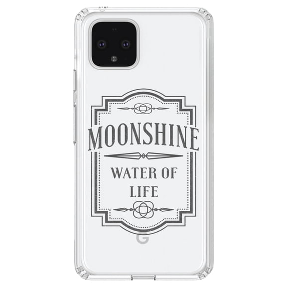 DistinctInk Clear Shockproof Hybrid Case for Google Pixel 4 (6.1" Screen) - TPU Bumper Acrylic Back Tempered Glass Screen Protector - Moonshine - Water of Life