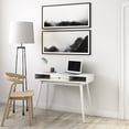 thumbnail image 1 of CorLiving Acerra Engineered Wood Adult Entryway Desk with White Washed Center Drawer and Solid Wood Legs, White, 1 of 12