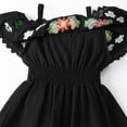 thumbnail image 5 of IBTOM CASTLE Mexican Dress for Girls Toddler Baby Cinco de Mayo Fiesta Mexican Off Shoulder Floral Embroidered Drape Casual Dress 12-18 Months Black, 5 of 8