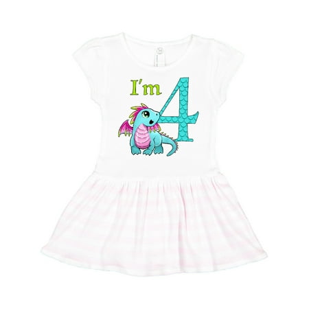 Blue and Pink Baby Dragon Fourth Birthday Toddler Dress