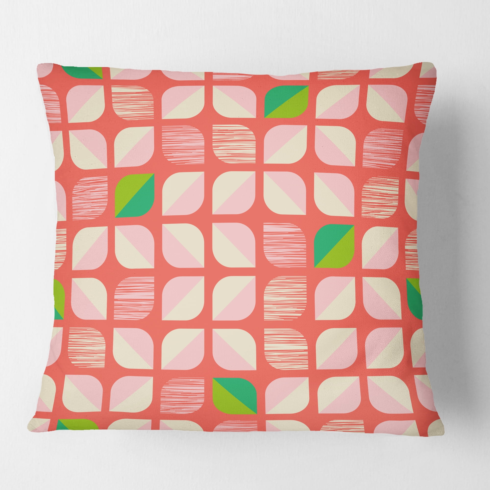 Designart Abstract Retro Geometric Pattern VIII' Mid-Century Modern Throw Pillow - 16x16