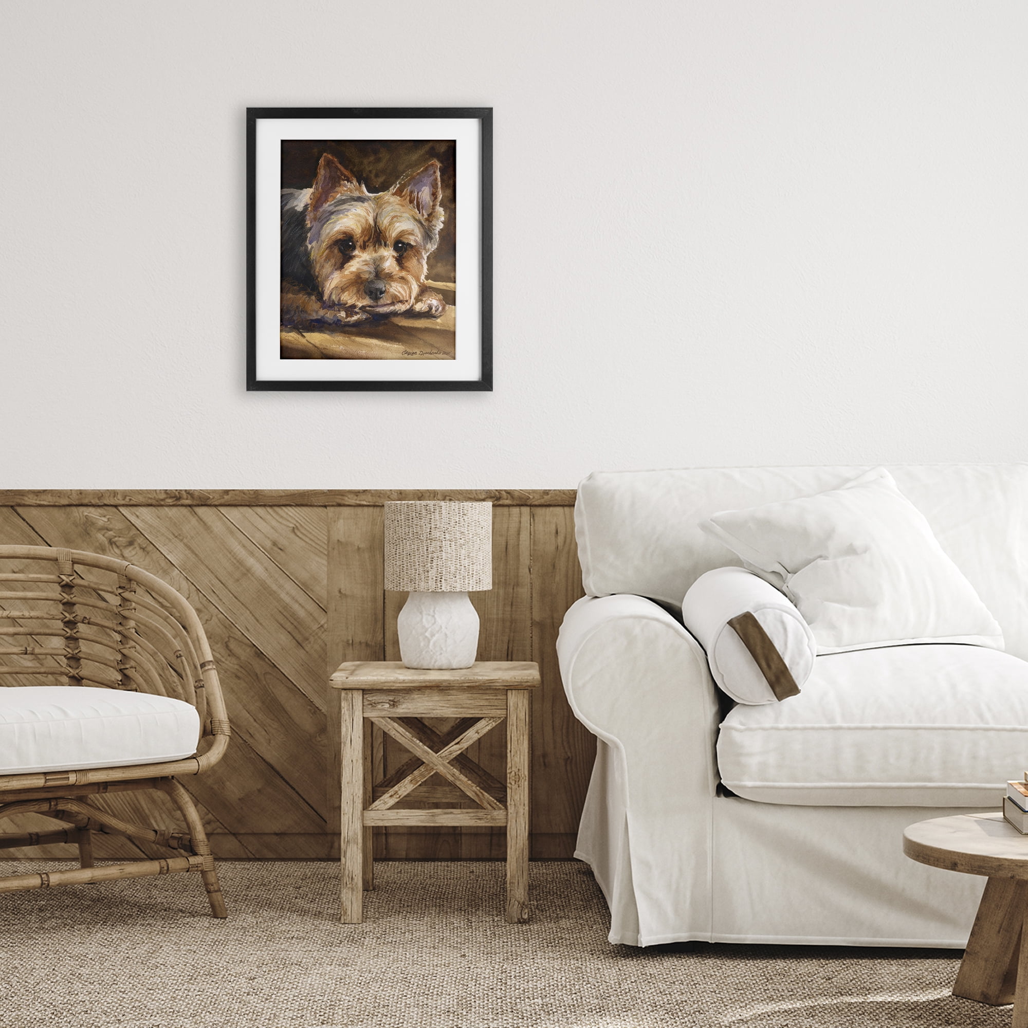 Stupell Industries Yorkshire Terrier Portrait Black Framed Print Under Glass, design by George Dyachenko