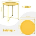 thumbnail image 3 of Folding Tray Metal Side Table Yellow Round End Table Cyan Sofa Small Accent Fold-able Table, Round End Table Tray, Next to Sofa Table, Snack Table for Living Room and Bed Room, 3 of 9