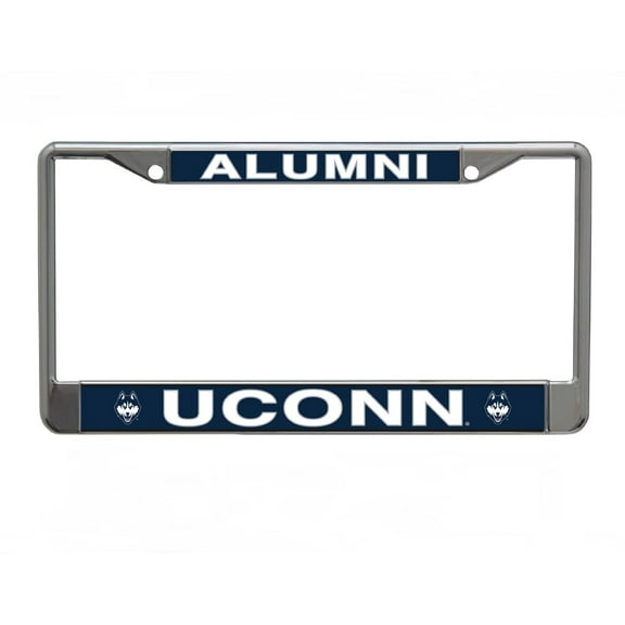 University of Connecticut Alumni on Blue Background Metal License Plate Frame