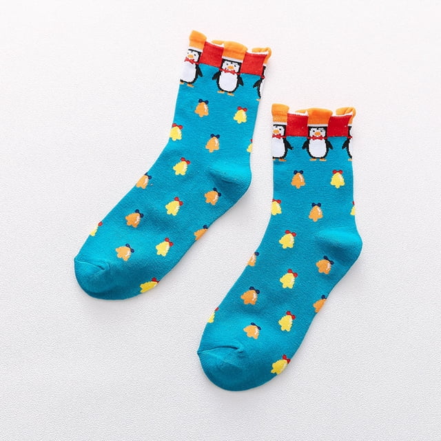 Sock Slippers Printed Fun Colorful Festive Crew Knee Cozy Socks Women Fancy Christmas Holiday Design Soft Sock