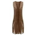 thumbnail image 2 of Dwaogom Jacket Women's Autumn Winter Suede Ethnic Sleeveless Tassels Fringed Vest Cardigan, 2 of 7