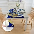 thumbnail image 2 of Acheng Gold Leaves Flowers Blue Letter Square Tablecloth 100% Polyester Fiber 46*46, 2 of 8