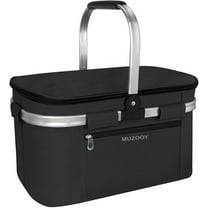 MUZOOY Insulated Cooler Bag Picnic Basket,Leakproof Collapsible Portable Cooler, Premium Folding Basket, Foldable Insulated Basket