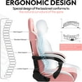 thumbnail image 3 of Dowinx Gaming Chair Ergonomic Racing Style Recliner with Massage Lumbar Support, Office Armchair for Computer PU Leather E-Sports Gamer Chairs with Footrest, Pink&White, 3 of 14
