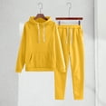 thumbnail image 2 of CPNG Teens Kids Unisex Boys Girls Casual Sweatsuit 2 Piece Set Solid Color Sweatsuits Hoodie and Jogger Sweatpants Set(Yellow,5-6 Years), 2 of 7