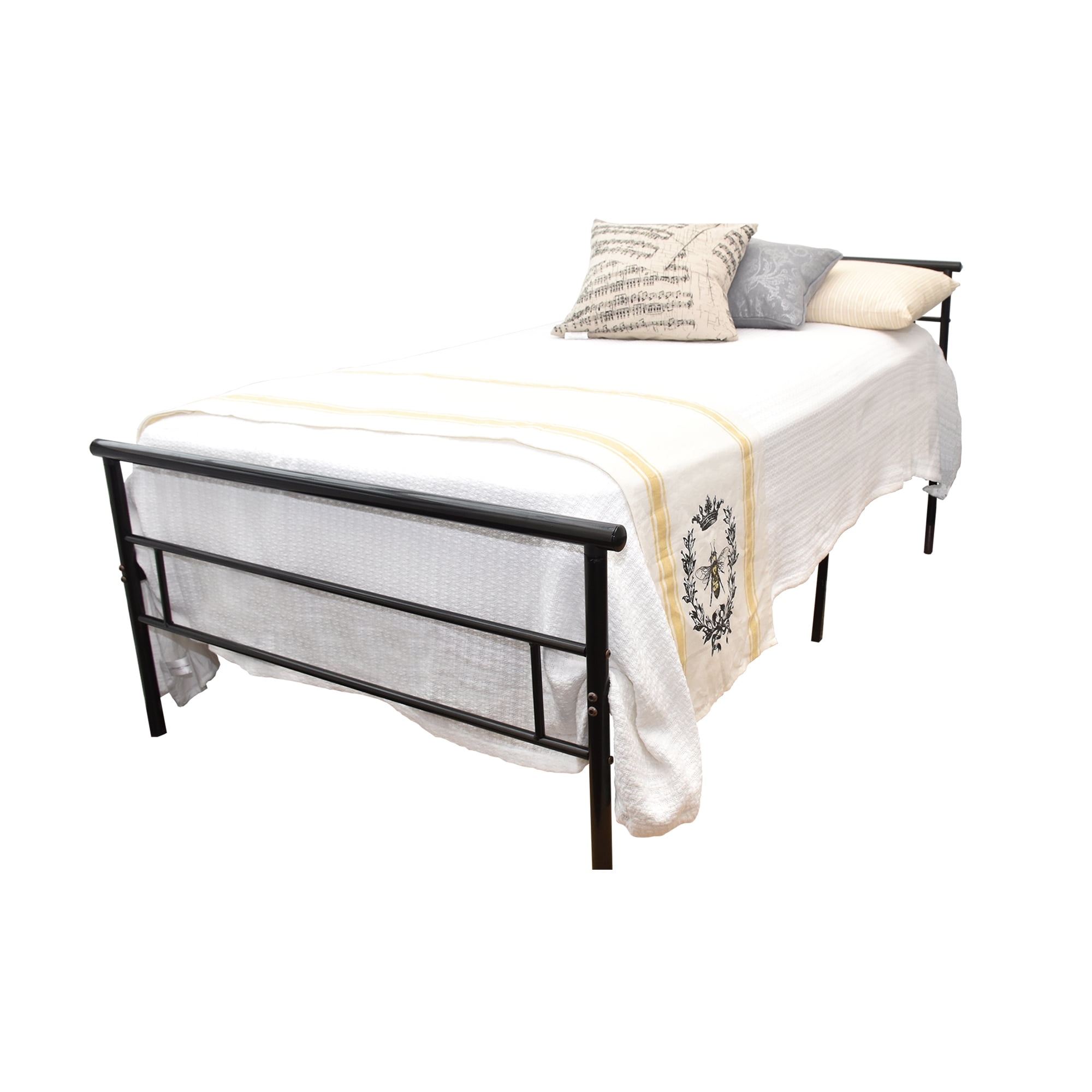 BK Furniture Seattle Classic Metal Bed, Twin, Black