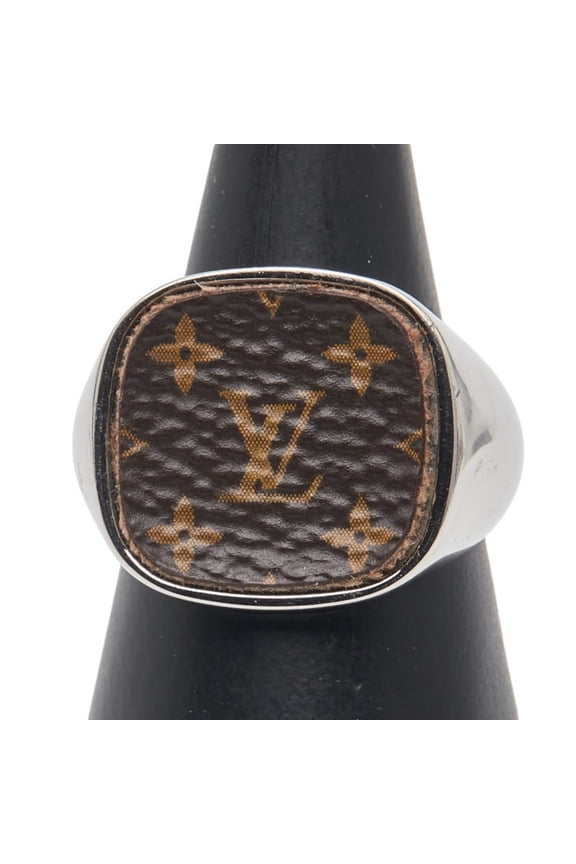 Pre-Owned Louis Vuitton Berg Monogram Padlock Ring #L M00516 Silver Brown Metal Men's LOUIS...