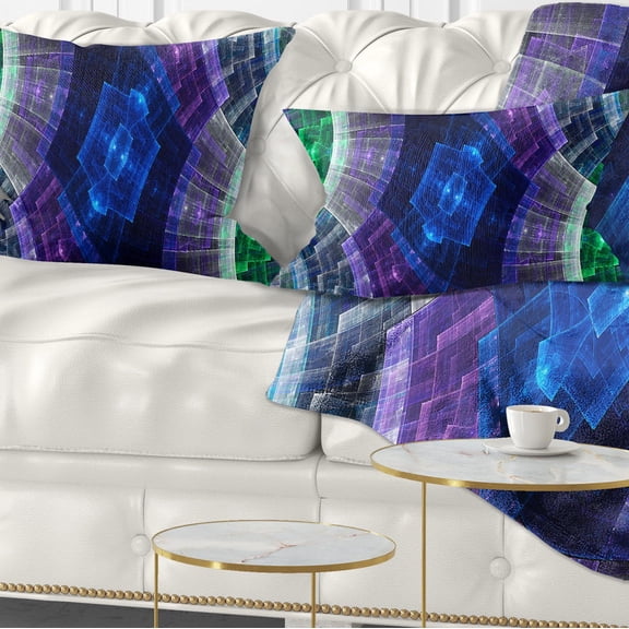 Designart 12" x 20" Blue Polyester Throw Pillow