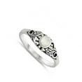 thumbnail image 4 of CHOOSE YOUR COLOR White Filigree Vine Leaf Simulated Opal Sun Ring .925 Sterling Silver Band CZ Female Size 5, 4 of 4