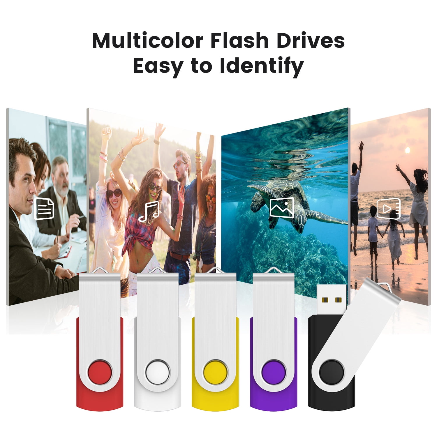 TOPESEL 5 Pack 32GB Flash Drive USB 2.0 Thumb Drive Swivel U Disk Memory Stick