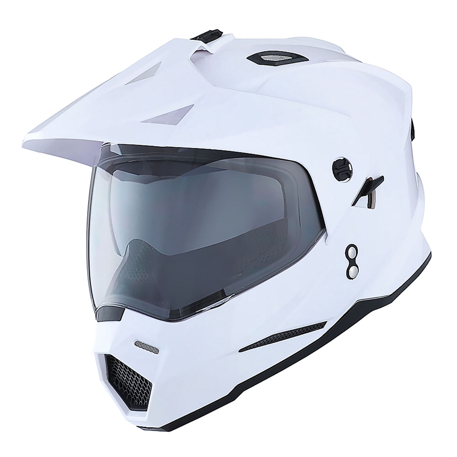 1Storm Dual Sport Motorcycle Motocross Off Road Full Face Helmet HF802 Dual Visor Glossy White
